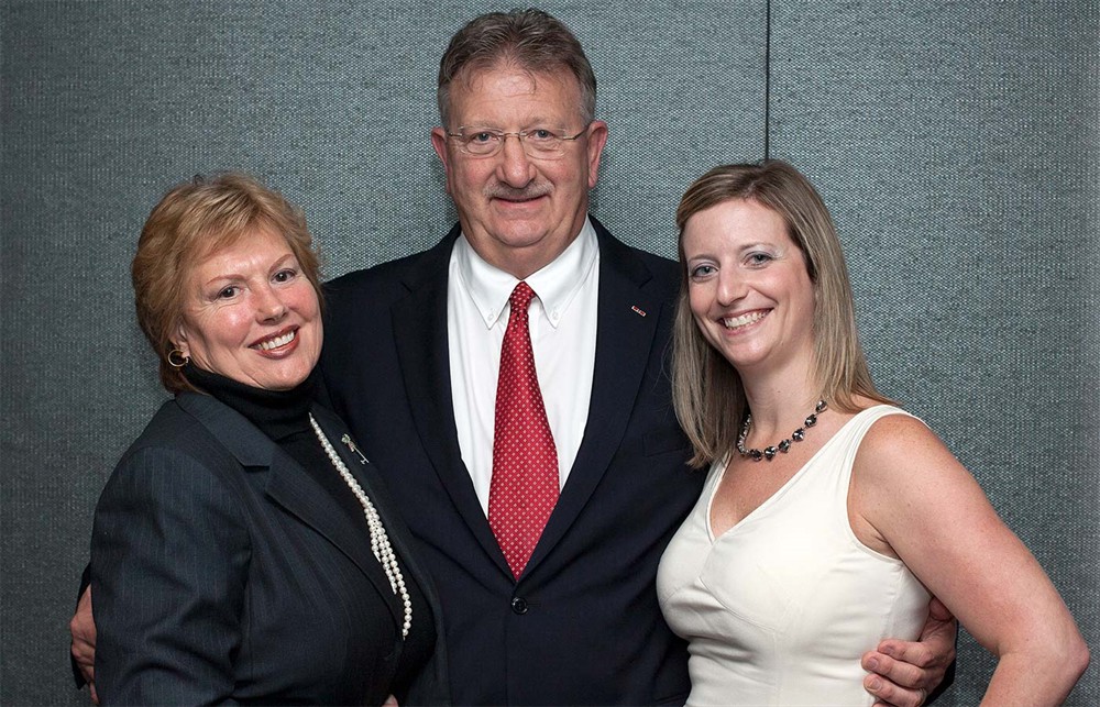 Bellwether Class of 2016 Inductee Gary Wagner (center) with wife Joyce Wagner (left) and daughter Kerianne Paine (right).