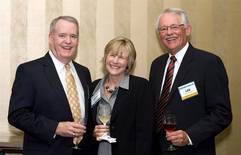 Bellwether League Inc. Chairman-elect John Gaida (left), Treasurer Mary Starr and Bellwether Class of 2008’s Lee Boergadine.