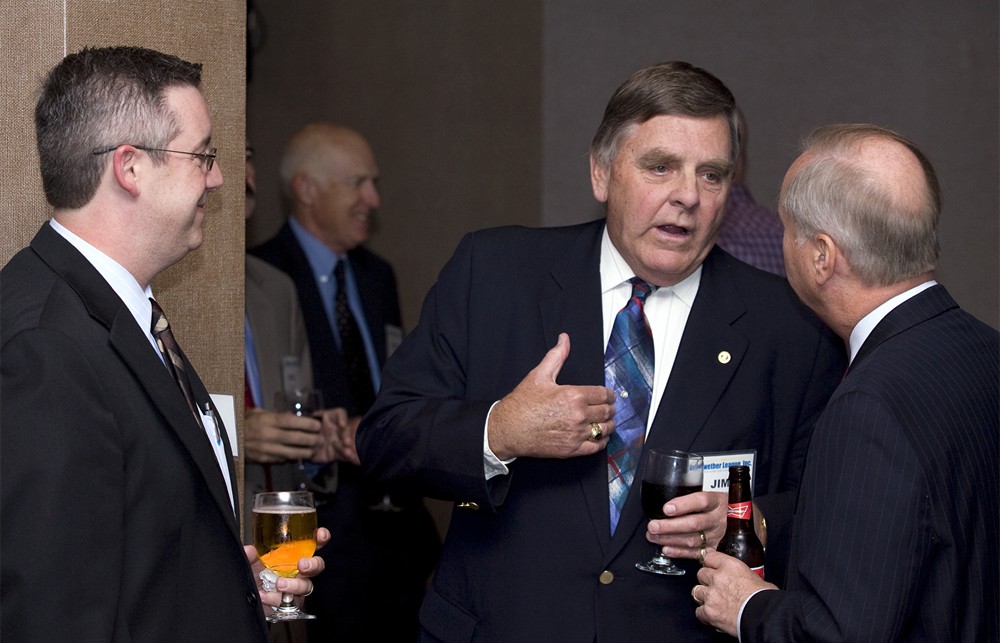 Bellwether League Inc. Founding Board Member Jim Dickow makes a point as Strategic Value Analysis in Health Care’s Robert W. Yokl (left) looks on