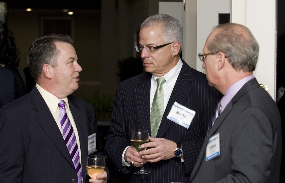 Strategic Marketplace Initiative Senior Director Dennis Orthman (left) talks with Premier’s Marv Feldman (center) and CT + Associates’ Chris Troiano