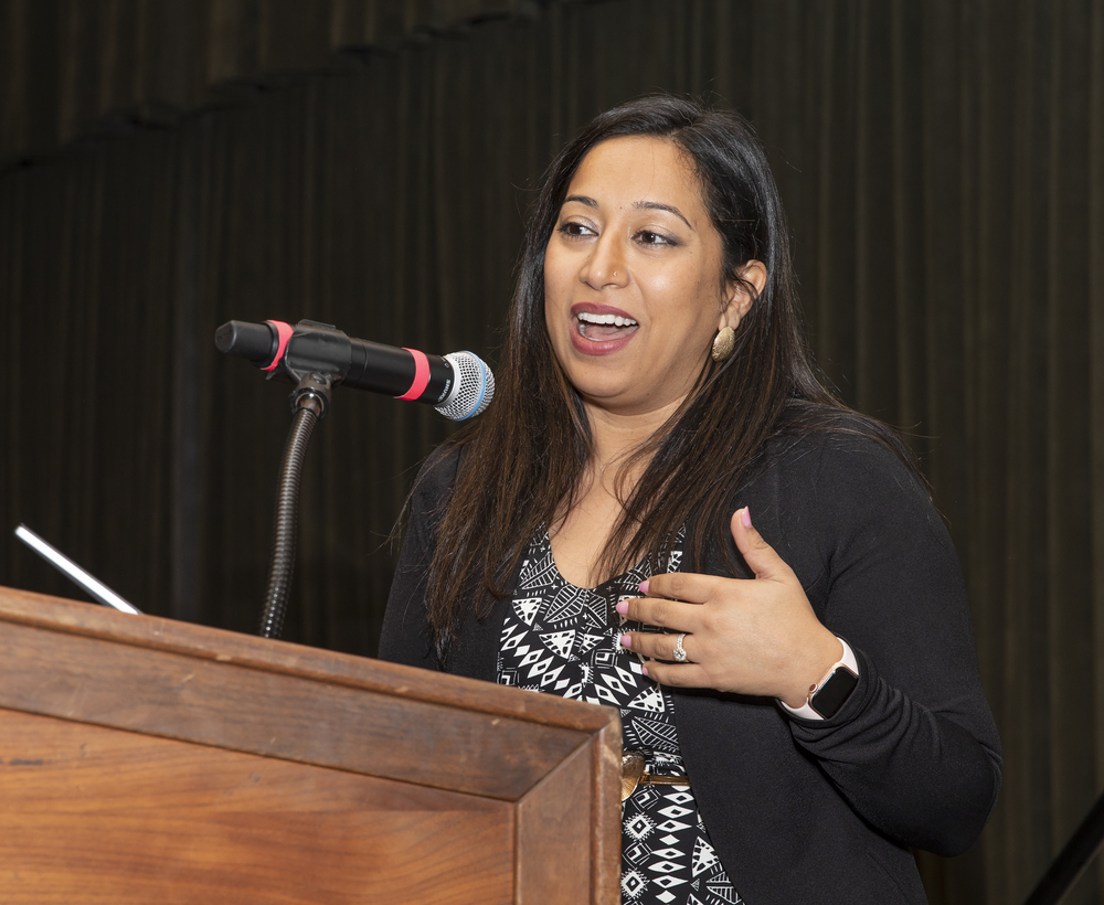 Chawla at the podium