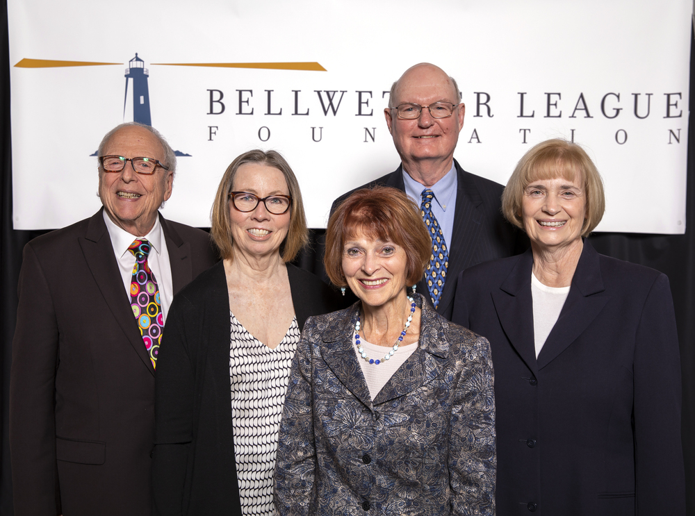 Bellwether Class of 2024 (left to right): Eugene S. 'Gene' Schneller, Ph.D.; Susan Denton (spouse for Ron Denton); Gail L. Kovacs; Dave Hunter; and Celeste West.  Not pictured: Ron Denton (1937-2023)