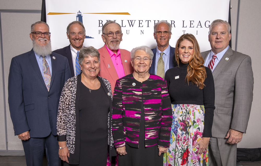 BLF's 2024 Advisory Council: Front row (left to right): Sue Tyk, Bellwether Class of 2022; Barbara Strain, Bellwether Class of 2021; and Jessica Hurd, Future Famers Class of 2019. Back row (left to right): Gary Rakes, Bellwether Class of 2021, AC Chairman; Carl Meyer, Bellwether Class of 2019; Fred Crans, Bellwether Class of 2020; Tom Lubotsky, Bellwether Class of 2022; and Tom Harvieux, Bellwether Class of 2021.