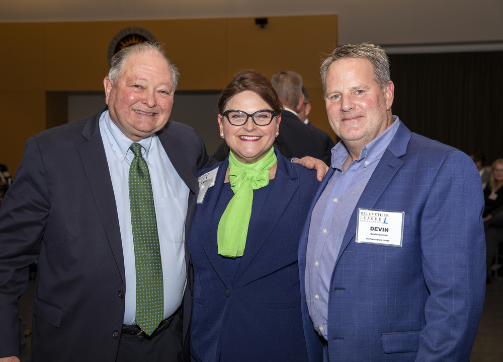 Vizient's Rand Ballard with RDA Healthcare Supply Chain Services' Angie Haggard and Devin Denton, son of Ron Denton, Bellwether Class of 2024.