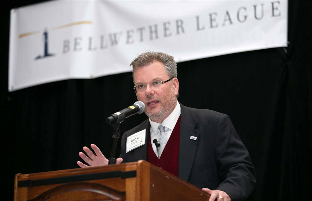 Bellwether League Co-Founder and Executive Director Rick Barlow introduces William V.S. Thorne as the ninth Honoree – and earliest Honoree – to be inducted into the Bellwether Class of 2017.