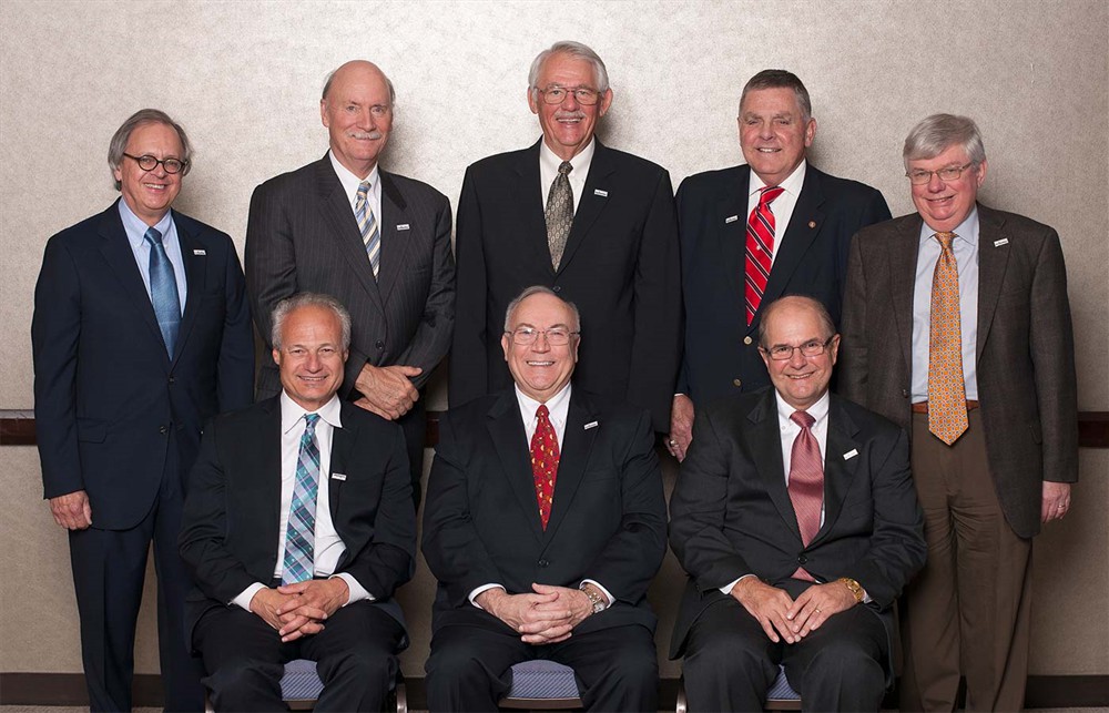 Bellwether Classes of 2008-2013: Back row (left to right): Ray Seigfried (2012), Richard Perrin (2014), Lee Boergadine (2008), Jim Dickow (2011) and John Strong (2011). Front row (left to right): Nick Gaich (2012), Michael Louviere (2010), and Keith Kuchta (2014).