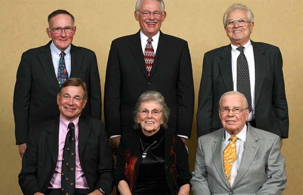 Bellwether League Inc.'s 2008 Class of Inductees • Front Row pictured from left to right: Tom Pirelli, Christine Ammer (for Dean S. Ammer, Ph.D.) and Gene D. Burton • Back Row pictured from left to right: Thomas W. Kelly, Lee C. Boergadine and Alex J. Vallas • Not pictured: Charles E. Housley, William J. McFaul and Donald J. Siegle